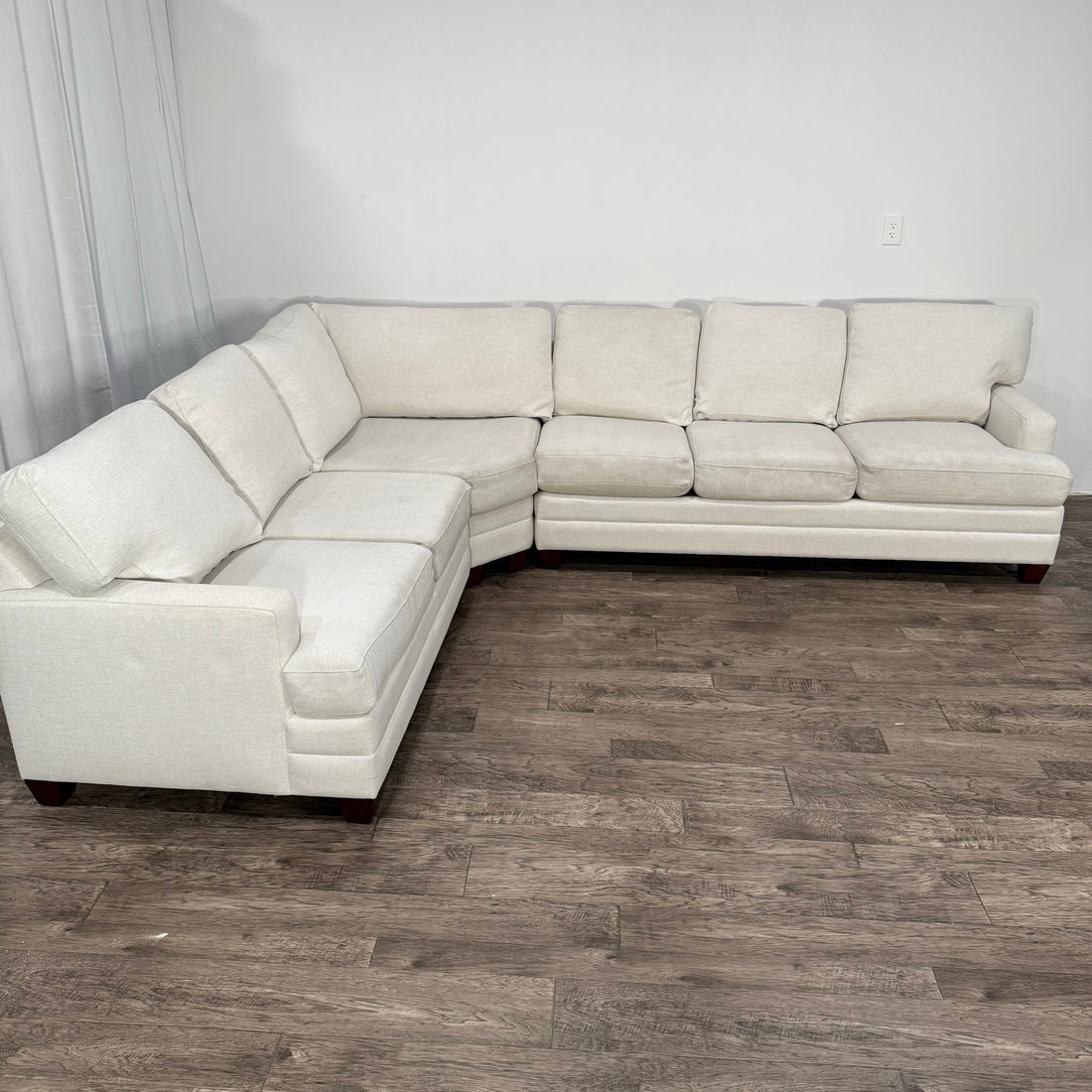 Beautiful White Bassett Carolina Track Arm Sectional Couch (Retails $4000)