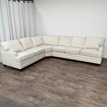 Beautiful White Bassett Carolina Track Arm Sectional Couch (Retails $4000)